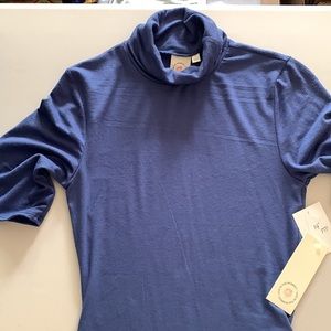 NWT Rayon blend BODYSUIT Soft Stretchy Mock Neck Royal Blue Sz Small Snaps